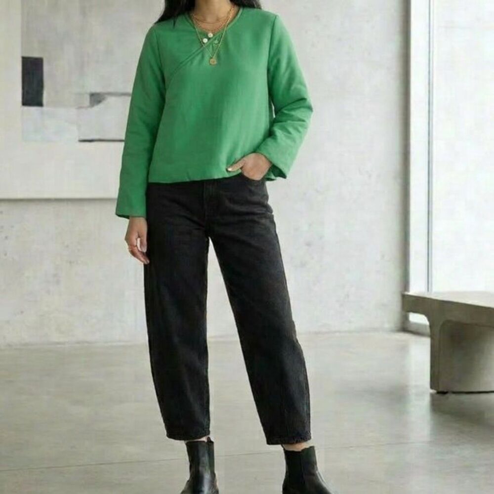 Mian Ma Kee Kelly Green Tea Lady Puff Pullover NWT